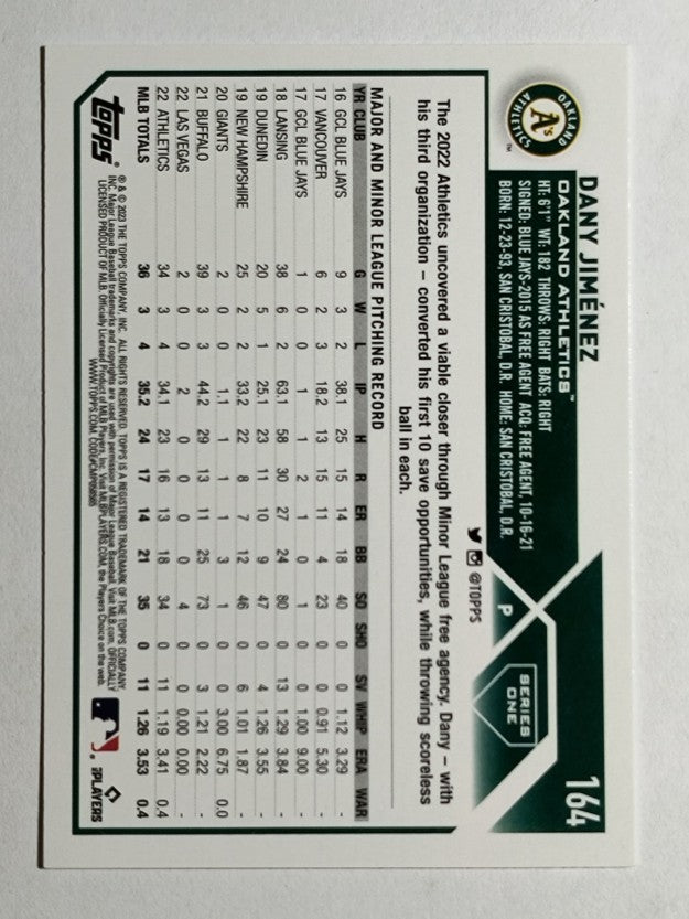 2023 Topps #164 Dany Jimenez RC