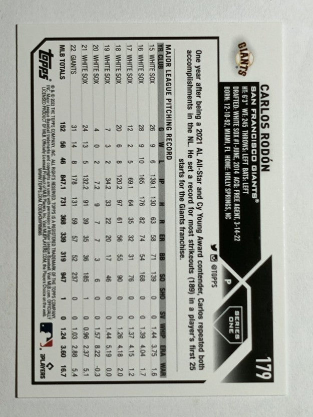 2023 Topps #179 Carlos Rodon