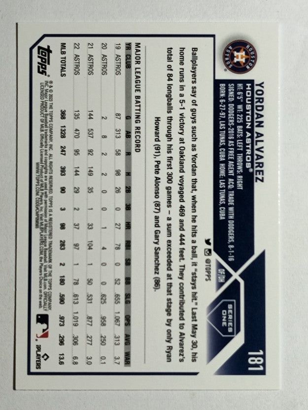 2023 Topps #181 Yordan Alvarez