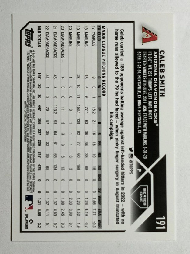 2023 Topps #191 Caleb Smith