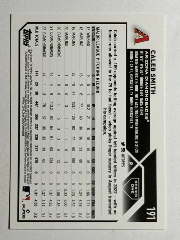 2023 Topps #191 Caleb Smith