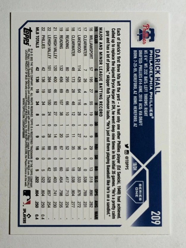 2023 Topps #209 Darick Hall RC
