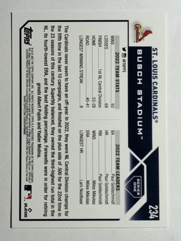 2023 Topps #234 St. Louis Cardinals TC