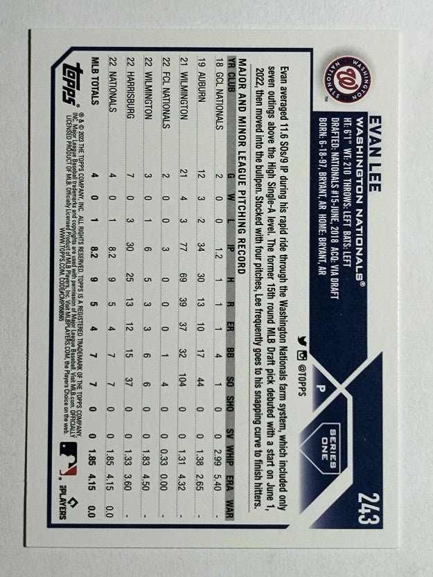 2023 Topps #243 Evan Lee RC