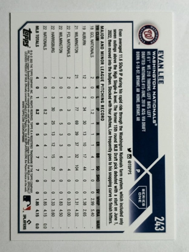 2023 Topps #243 Evan Lee RC