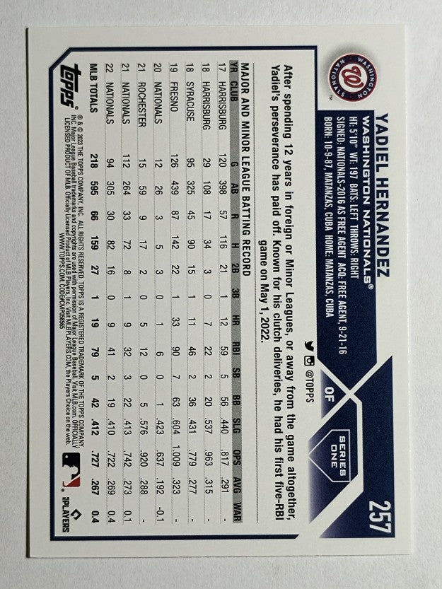 2023 Topps #257 Yadiel Hernandez
