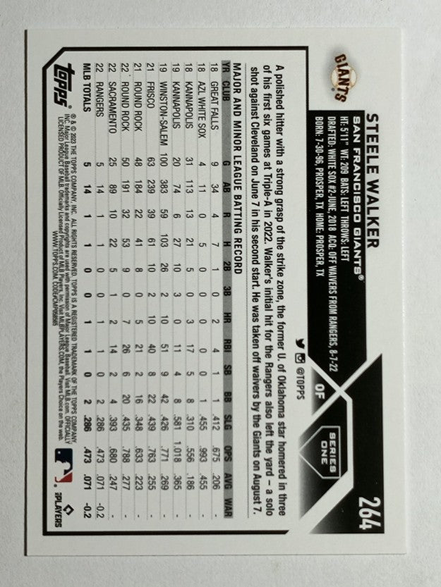 2023 Topps #264 Steele Walker RC