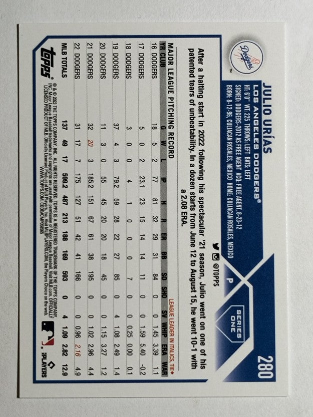 2023 Topps #280 Julio Urias