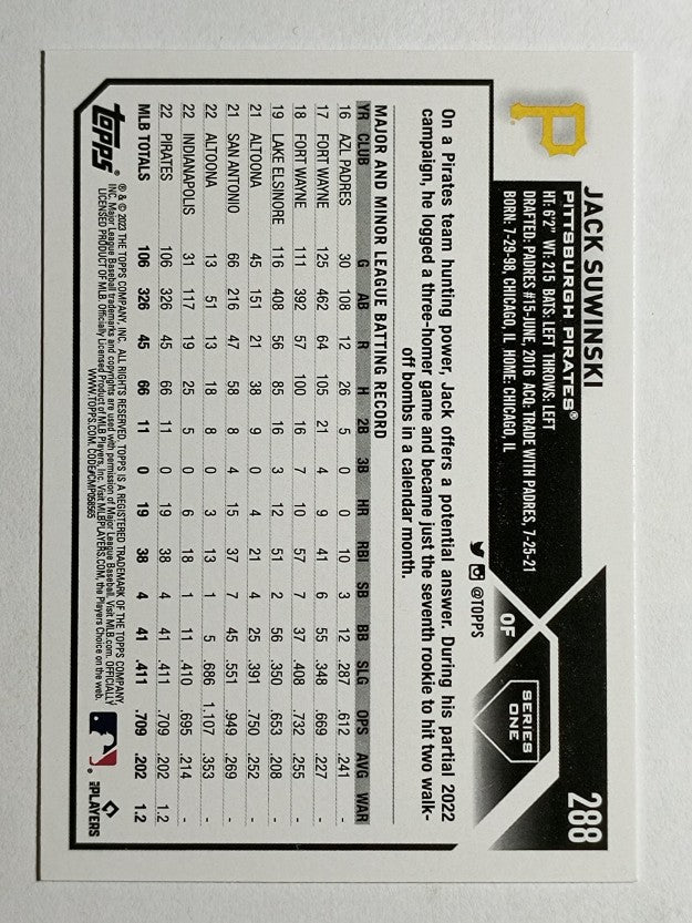 2023 Topps #288 Jack Suwinski