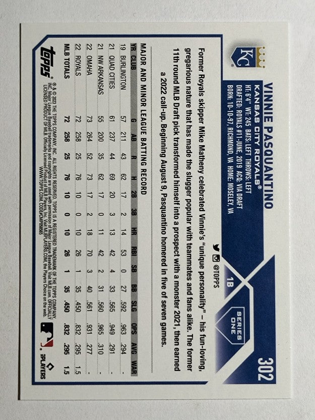 2023 Topps #302 Vinnie Pasquantino RC
