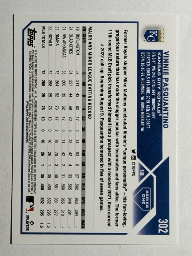 2023 Topps #302 Vinnie Pasquantino RC