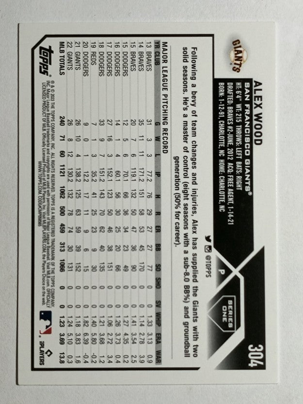 2023 Topps #304 Alex Wood