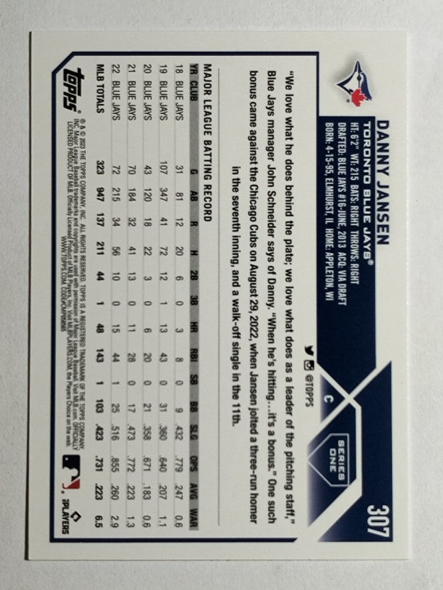 2023 Topps #307 Danny Jansen