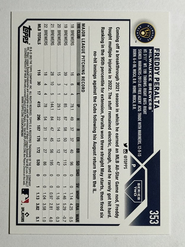 2023 Topps #353 Freddy Peralta