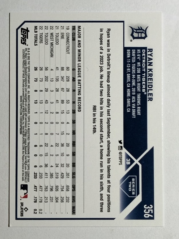 2023 Topps #356 Ryan Kreidler RC