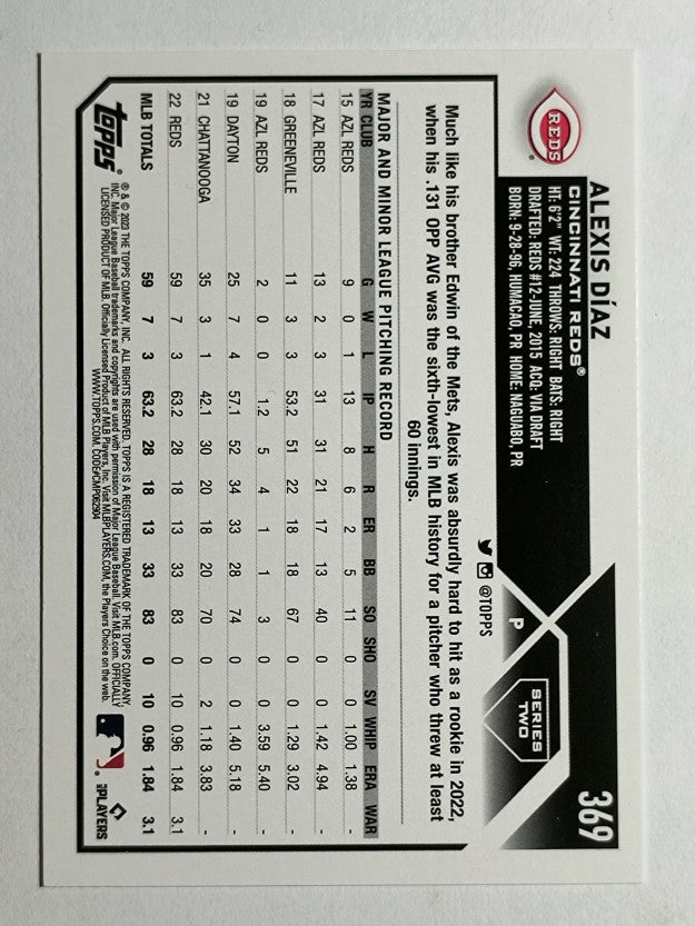 2023 Topps #369 Alexis Diaz