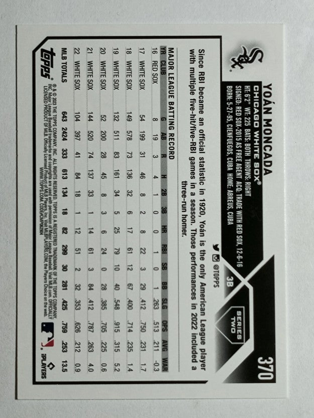 2023 Topps #370 Yoan Moncada