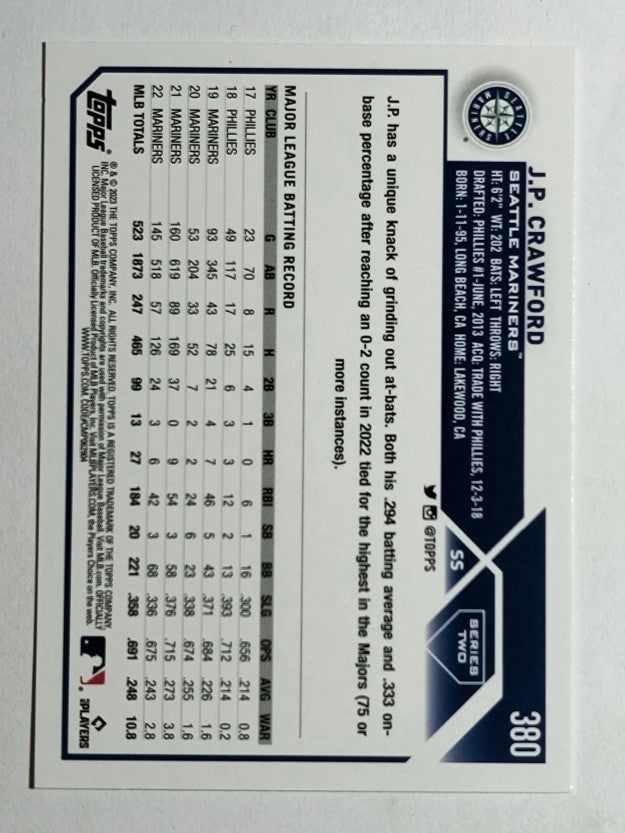 2023 Topps #380 J.P. Crawford