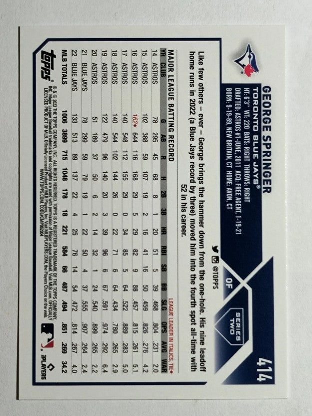 2023 Topps #414 George Springer