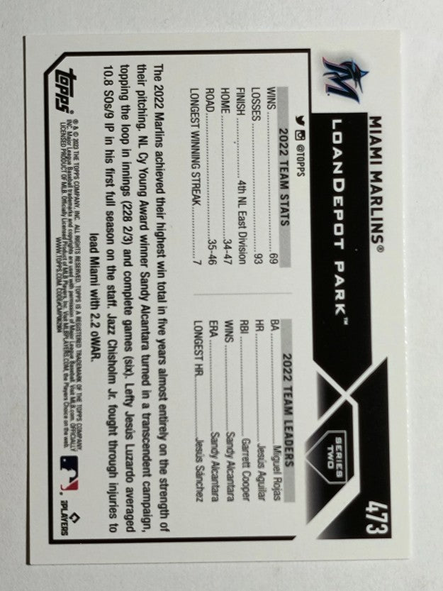2023 Topps #473 Miami Marlins TC
