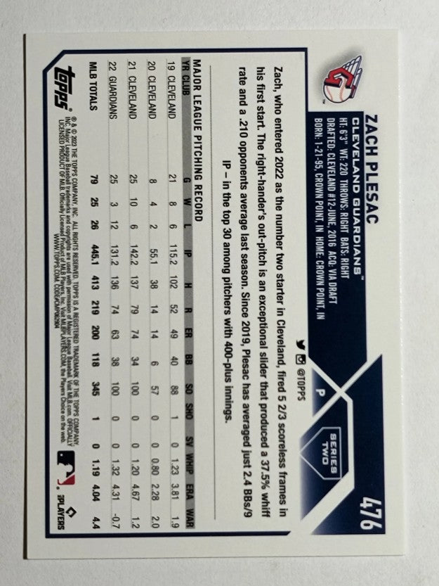 2023 Topps #476 Zach Plesac