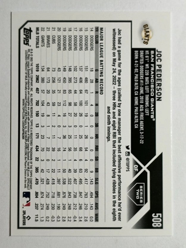 2023 Topps #508 Joc Pederson