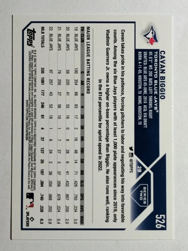 2023 Topps #526 Cavan Biggio