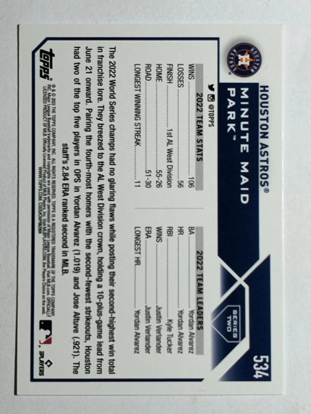 2023 Topps #534 Houston Astros TC