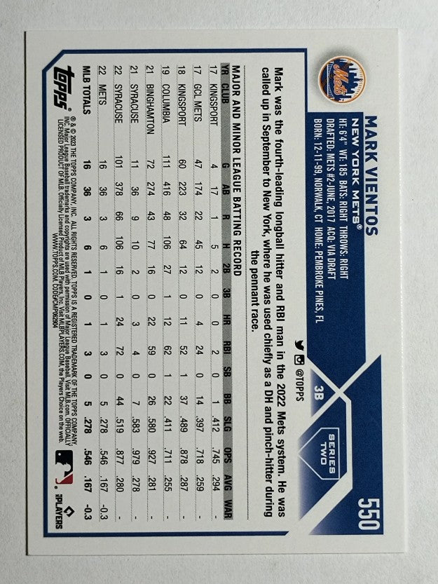 2023 Topps #550 Mark Vientos RC