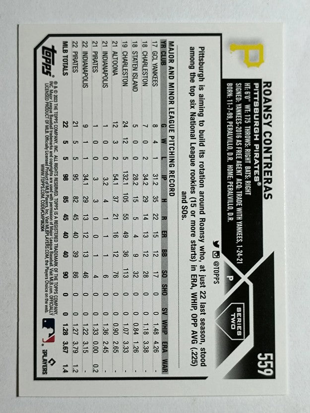 2023 Topps #559 Roansy Contreras FS