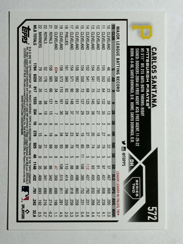 2023 Topps #572 Carlos Santana