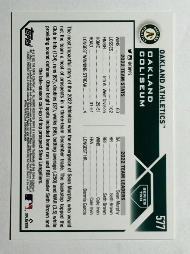 2023 Topps #577 Oakland Athletics TC