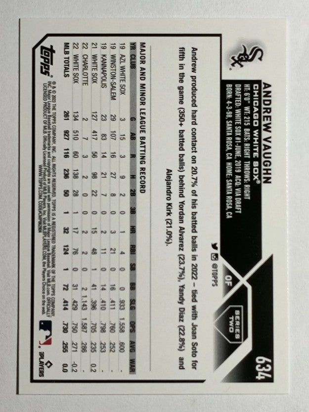 2023 Topps #634 Andrew Vaughn