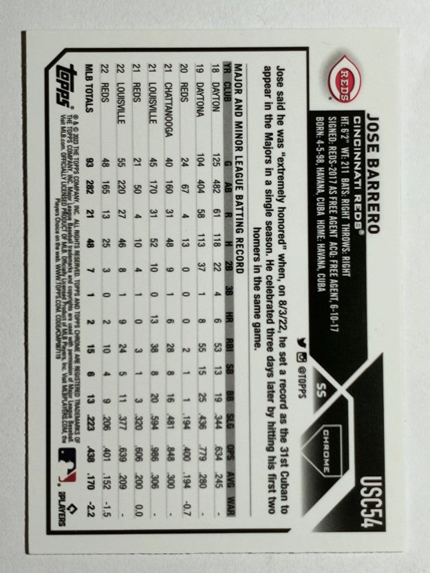 2023 Topps Chrome Update #USC54 Jose Barrero