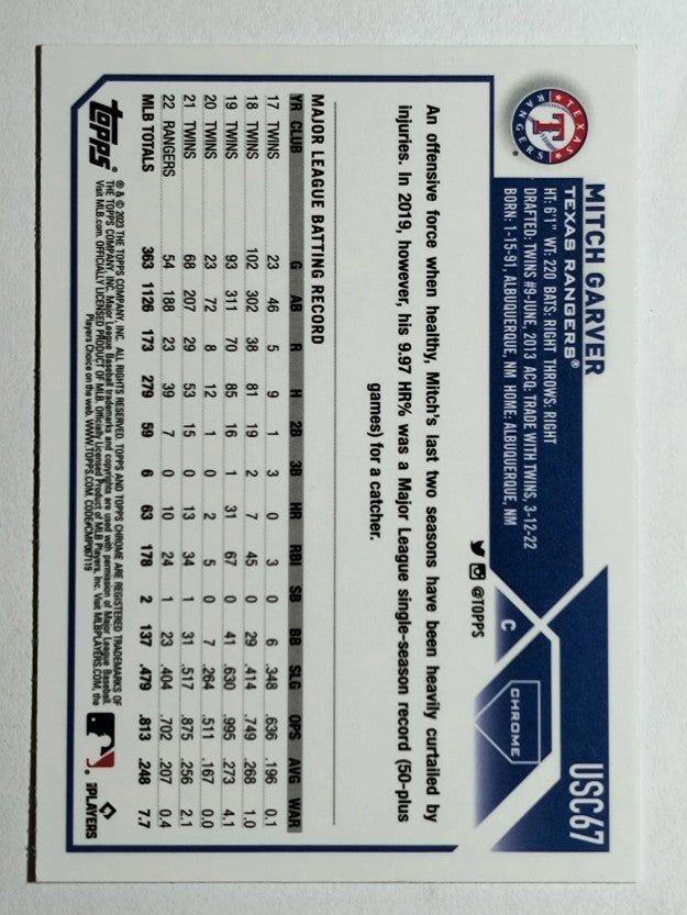 2023 Topps Chrome Update #USC67 Mitch Garver