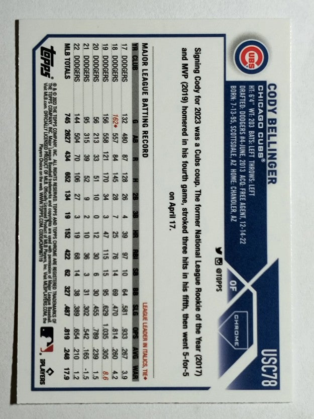 2023 Topps Chrome Update #USC78 Cody Bellinger
