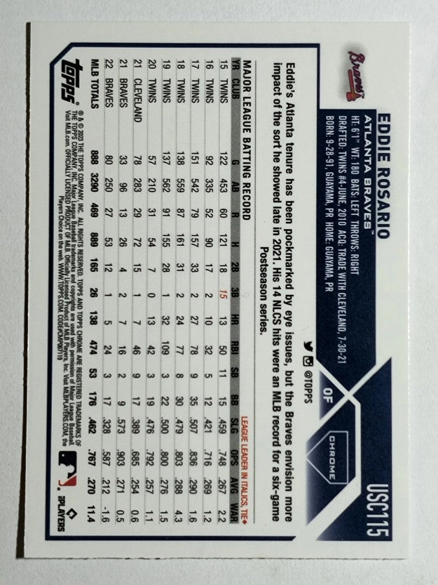 2023 Topps Chrome Update #USC115 Eddie Rosario