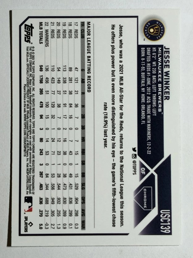 2023 Topps Chrome Update #USC139 Jesse Winker