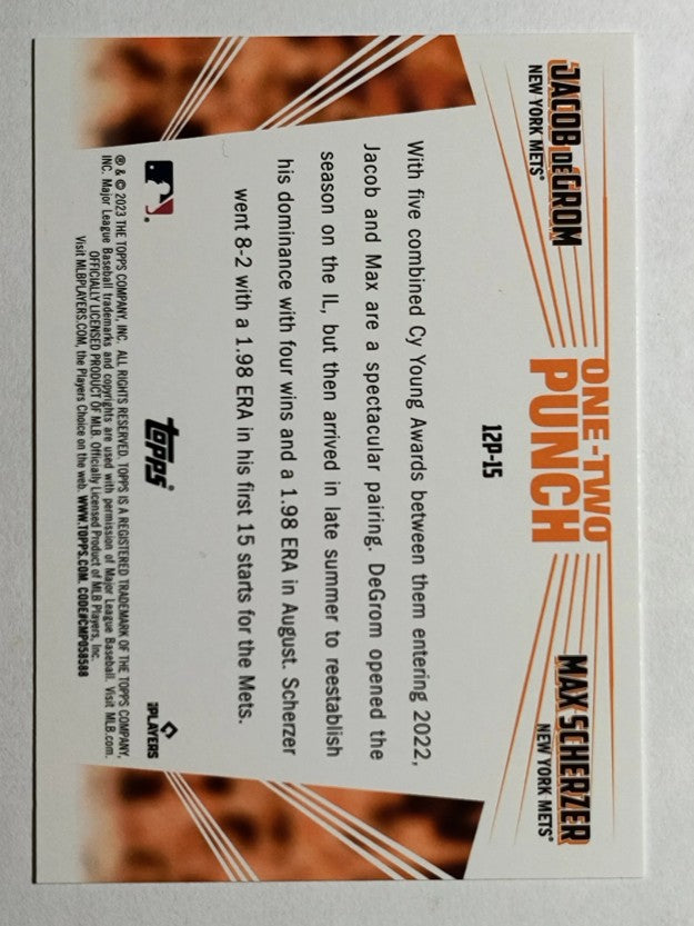 2023 Topps One Two Punch #12P15 Jacob deGrom/Max Scherzer