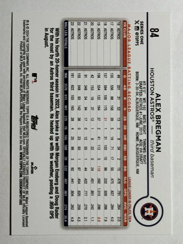2024 Topps #84 Alex Bregman