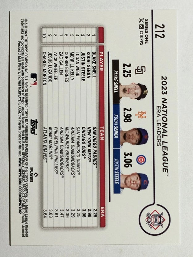 2024 Topps #212 Justin Steele/Blake Snell/Kodai Senga LL