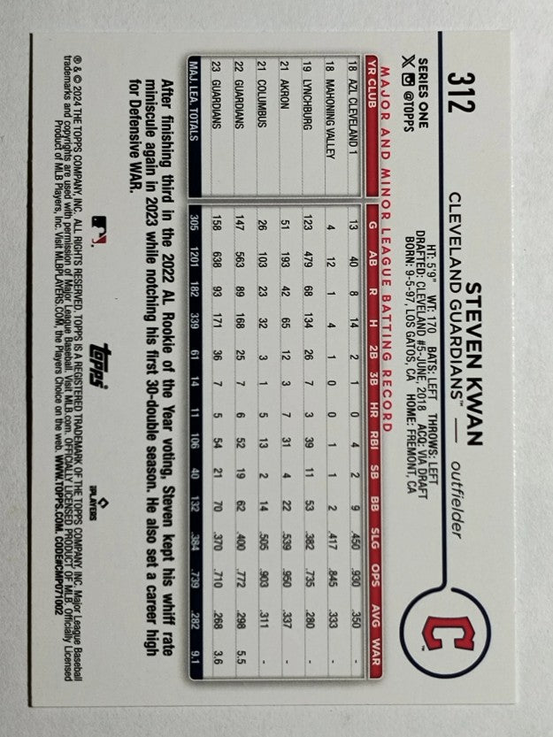2024 Topps #312 Steven Kwan