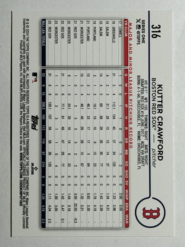 2024 Topps #316 Kutter Crawford