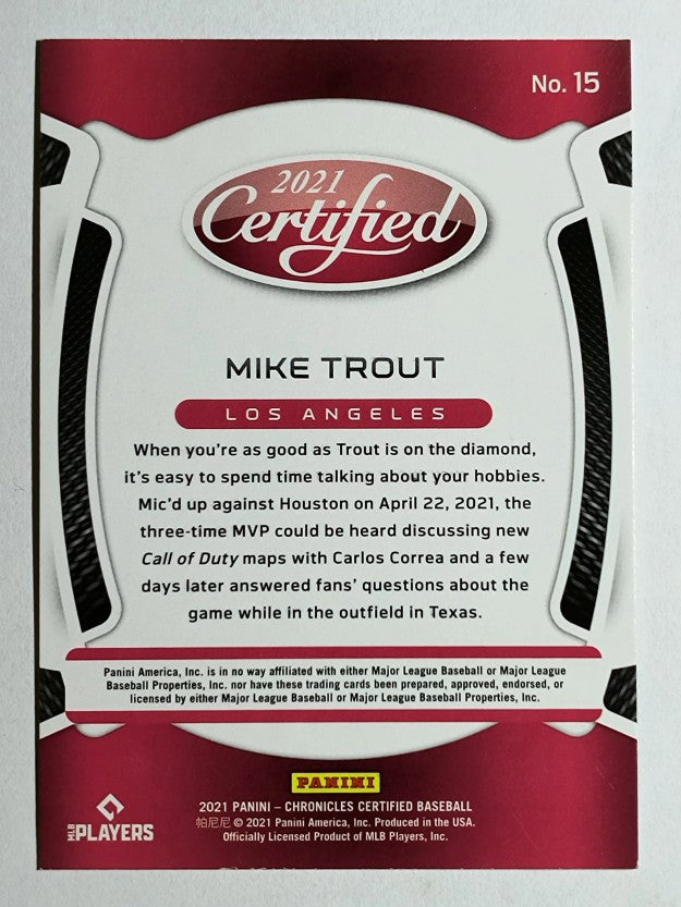 2021 Certified #15 Mike Trout (NM)