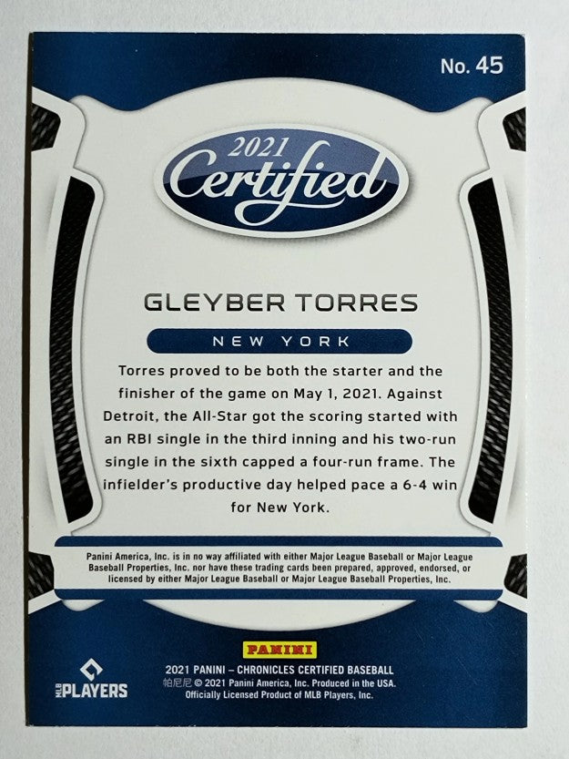 2021 Certified #45 Gleyber Torres