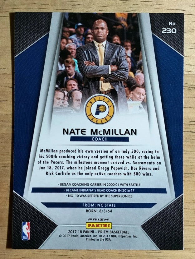 2017-18 Panini Prizm Prizms Red White and Blue #230 Nate McMillan CO