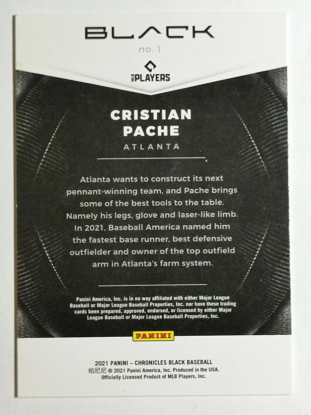 2021 Panini Black #1 Cristian Pache RC