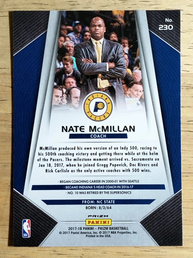 2017-18 Panini Prizm Prizms Red White and Blue #230 Nate McMillan CO