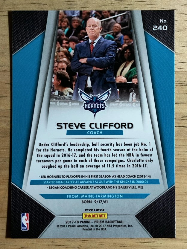 2017-18 Panini Prizm Prizms Red White and Blue #240 Steve Clifford CO