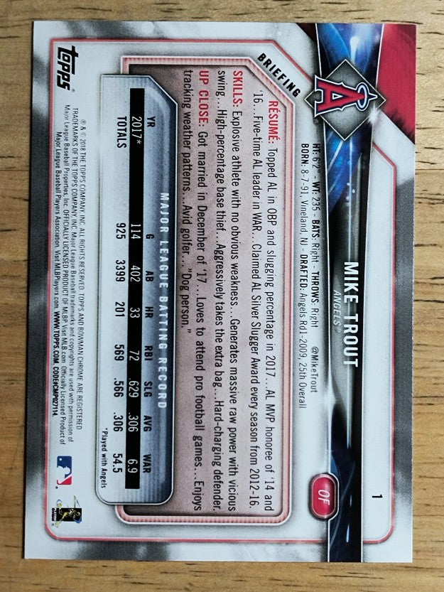 2018 Bowman #1 Mike Trout